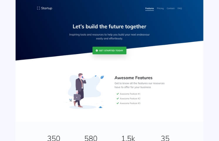 Featured image of Landing Startup template