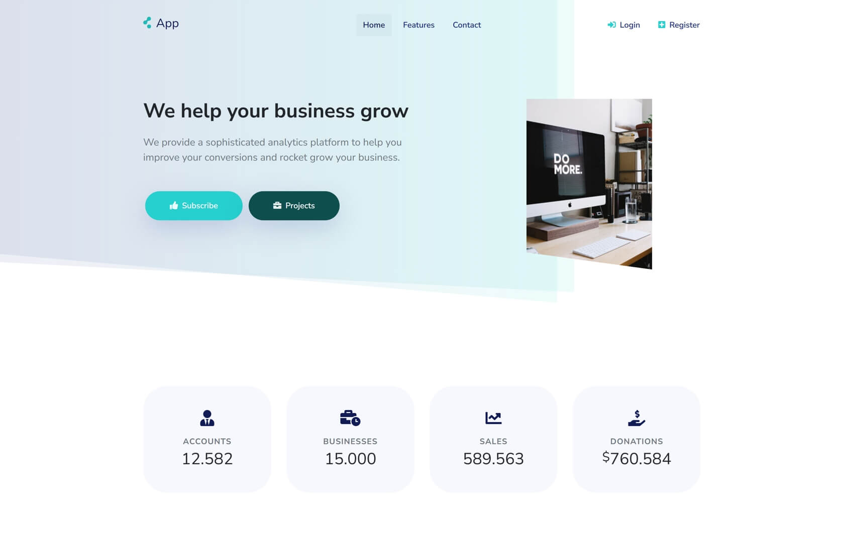 Preview of SaaS Landing template