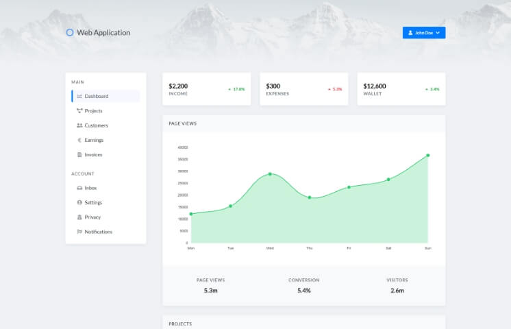 Featured image of Web App Dashboard template