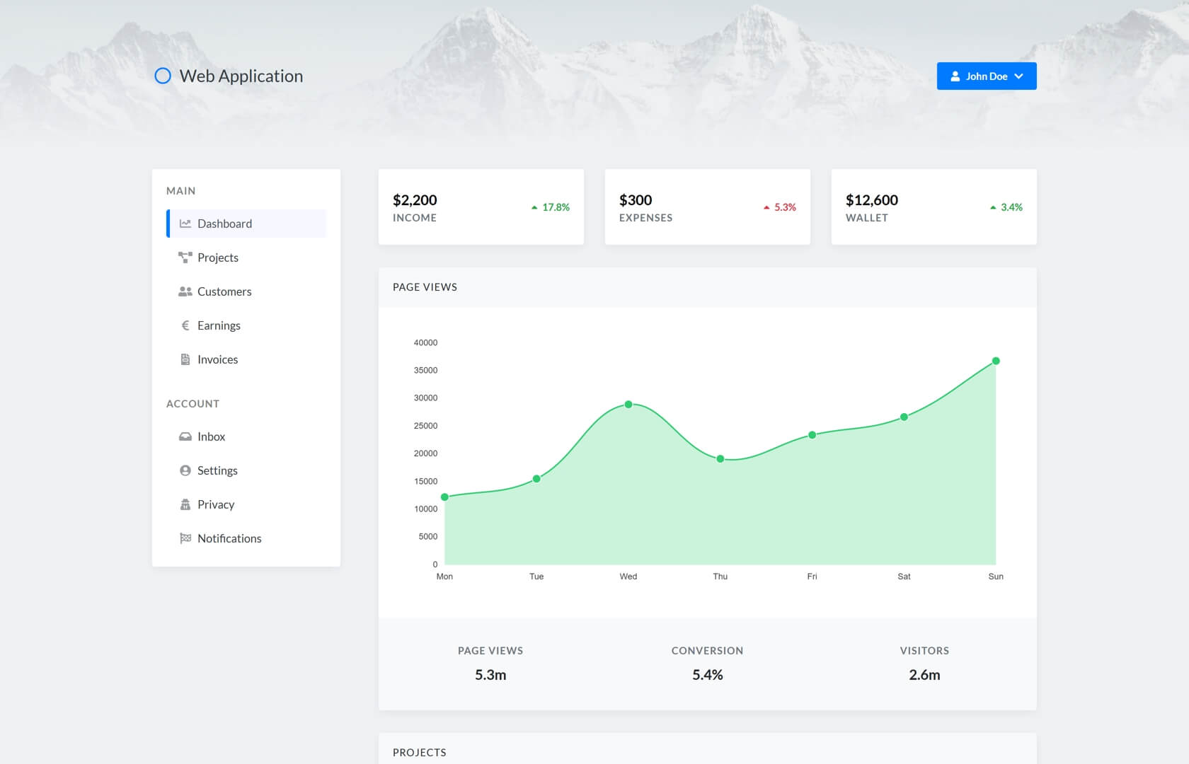Preview of Web App Dashboard template