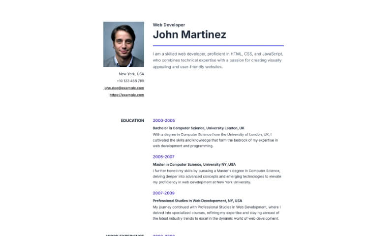 Featured image of Resume Tailwind CSS template