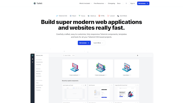 Tailkit preview showcasing components and templates
