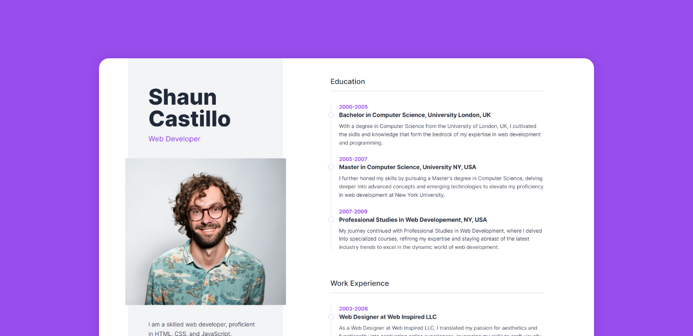 Featured Image of Resume Alternate Tailwind CSS